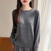Loose Large-sized Sweater for Ladies, Women's Round-neck Long-sleeved Top, Heavy-stitched with Glittering Diamonds, Knitted Sweater