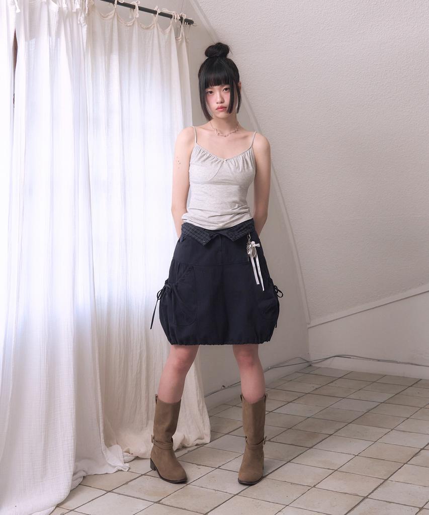 Leijeumiya Mio Shirred Balloon Skirt [Navy]