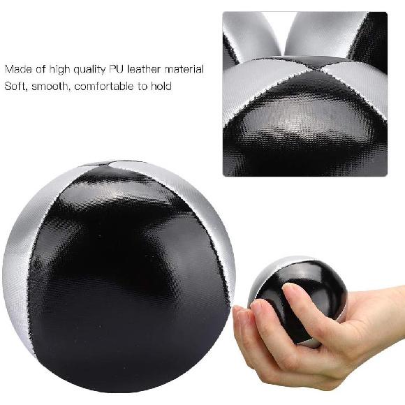 Alomejor 3 шт. Мячи для жонглирования Мешки-фасоли для жонглирования из ПУ-кожи Набор для жонглирования Серебристый Черный для выступлений