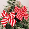 1Pc Christmas Decoration Supplies Red and White Striped Bow Candy Sponge Bow Pendant Christmas Tree Decoration