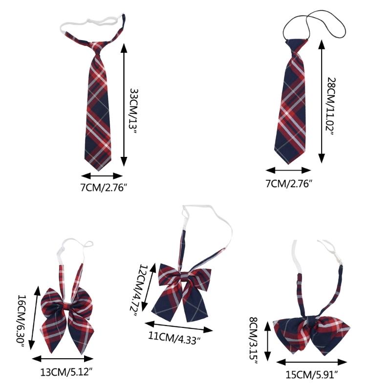 Teen Girl Lattice Necktie Woman British Style Lattice Pattern Neckwear Detachable Collar Removable Ties Costume Necktie