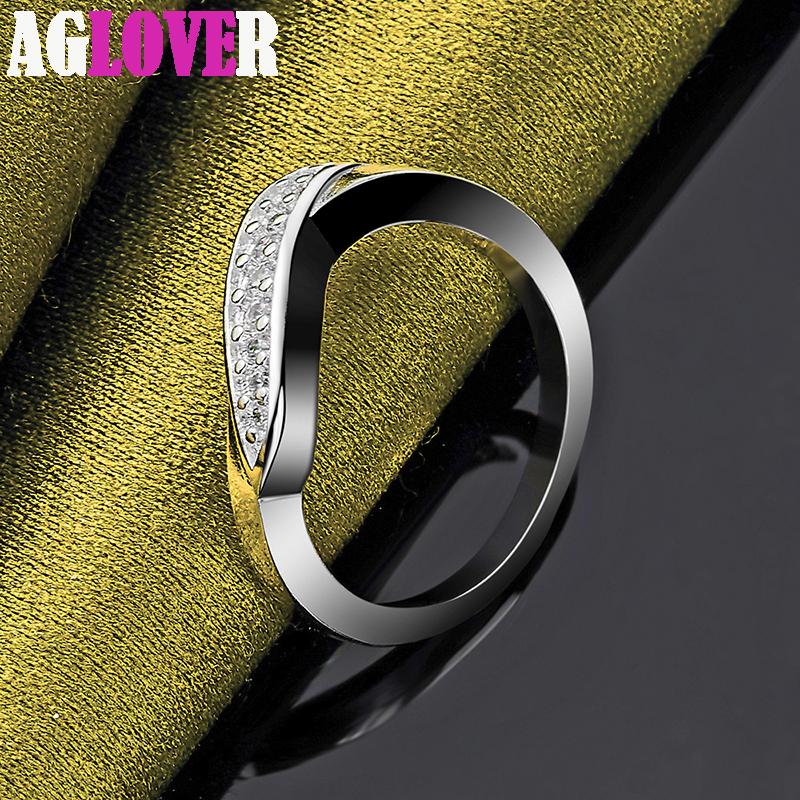 925 Sterling Silver Twisted AAA Zircon Ring Jewelry