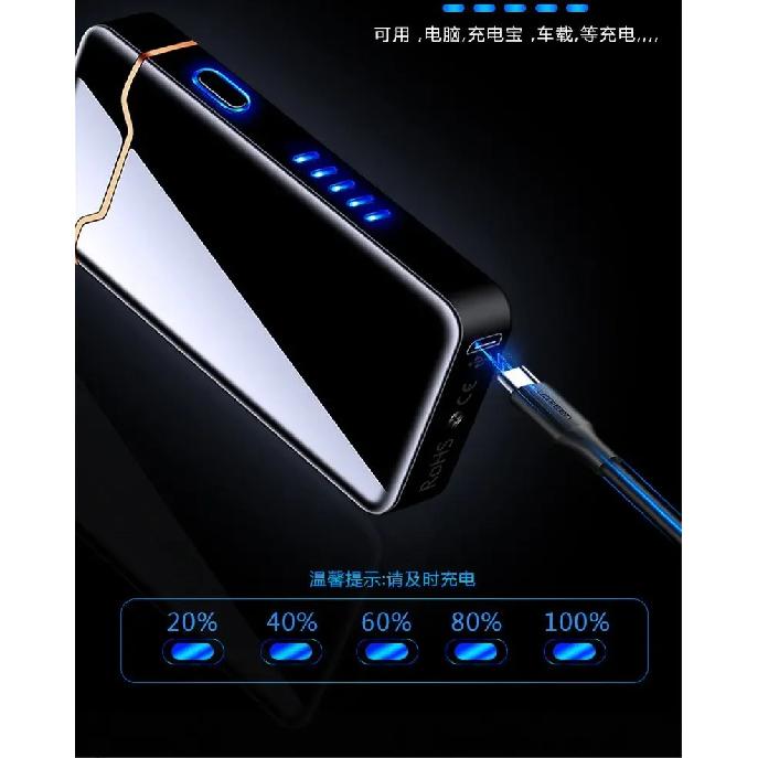 High End Luxury New Ignition Arc USB Electric Lighter Metal Rechargeable Cigar Lighter Battery Display Big Flame Lighter Gift