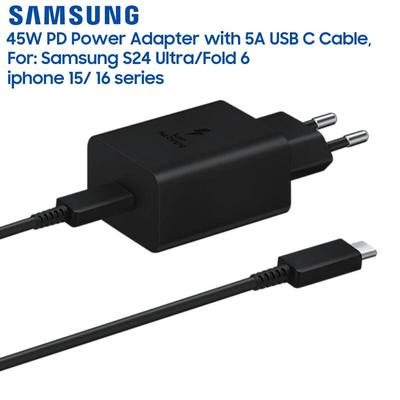 Samsung Adattatore di Alimentazione PD 45W con Cavo USB C 5A Caricabatterie Super Veloce Per Samsung Galaxy S24 Ultra S24+ S24 Z Flip 6 Z Fold 6 5 4 3 2 S23 S22 A55