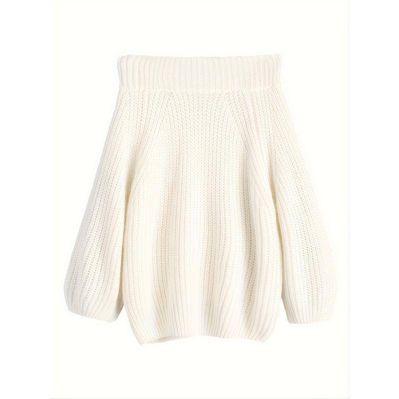 Winter Damen Verdickung Sexy Einreiher Kragen Pullover Pullover Locker Tops Dicke Nadel Laternenärmel Strickpullover Tide