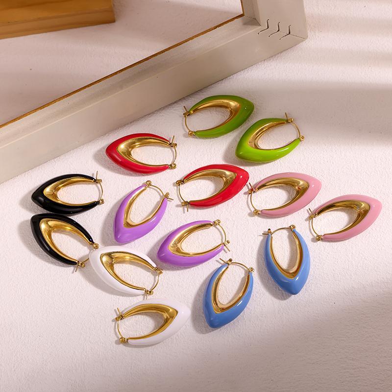 CARLIDANA New Simple and Fashionable U-shaped Stainless Steel Plated 18K Gold Plated Non-fading Oil Drop Earrings for Women