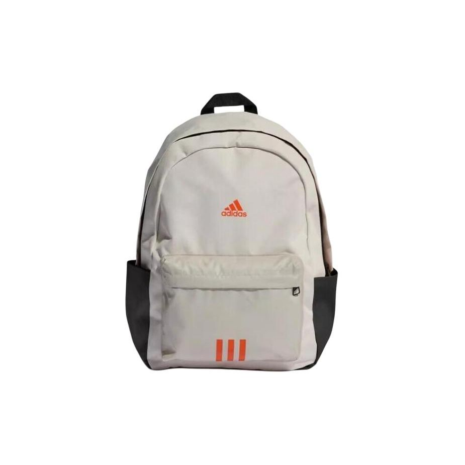 Adidas Clsc Bos 3S BP Series Sports Casual Brand Logo Zipper Backpack Unisex Backpack Brown HM9146 Bauxite Brown-White Side Pocket