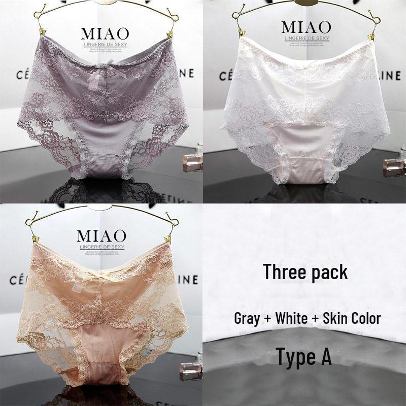 

4 пары кружевных трусиков с высокой талией для женщин больших размеров, черные, ажурный дизайн, модальная ткань, средняя талия, подходят для веса до 200 фунтов. XXL (150-200 jin)