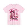 Give Breast Cancer The Boot Cowgirl Cancer Awareness Ribbon T Shirt
