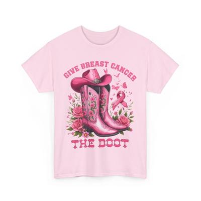 Dale una Patada al Cáncer de Mama Camiseta de Vaca Cinta de Concienciación sobre el Cáncer