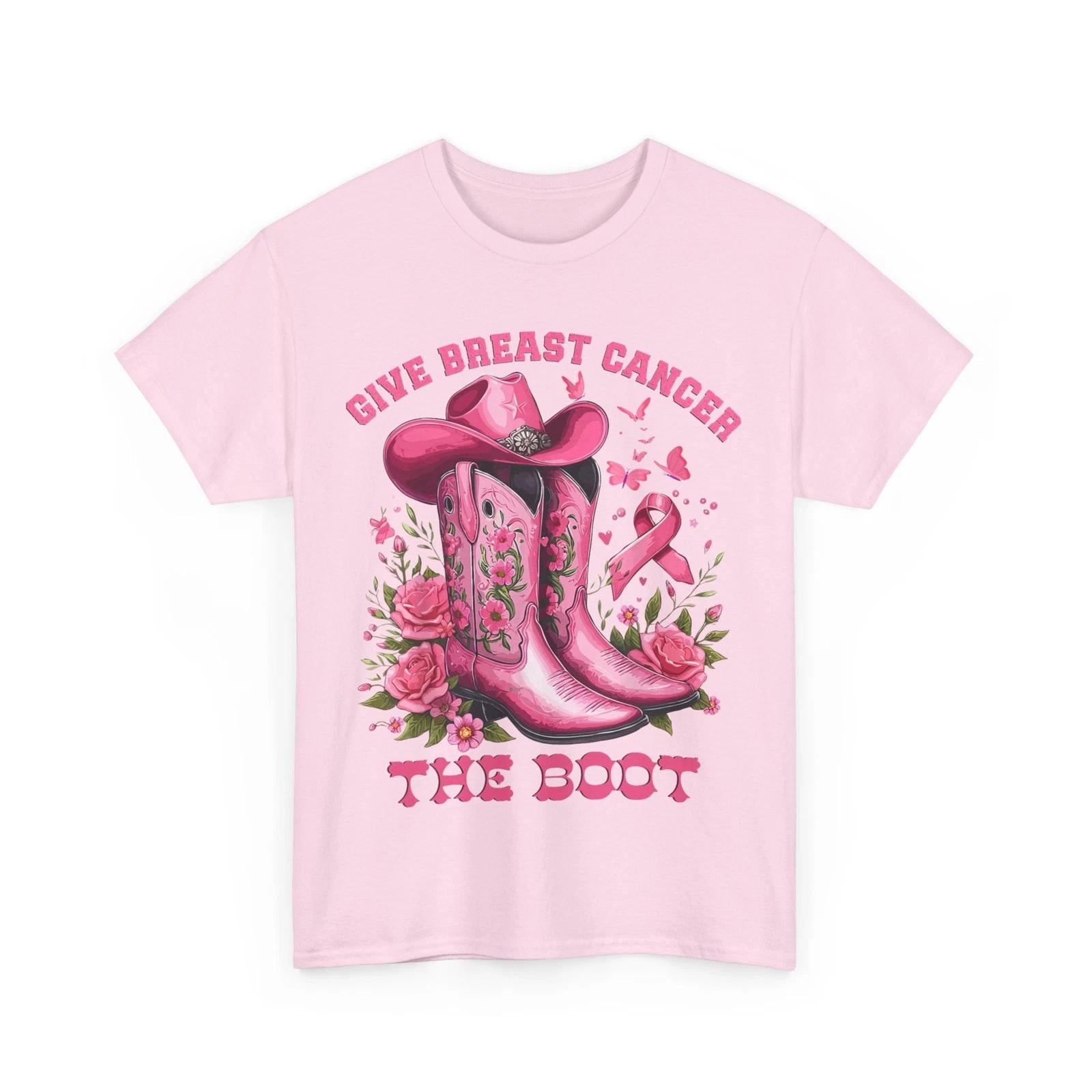 

Give Breast Cancer The Boot Cowgirl Cancer Awareness Ribbon T shirt M