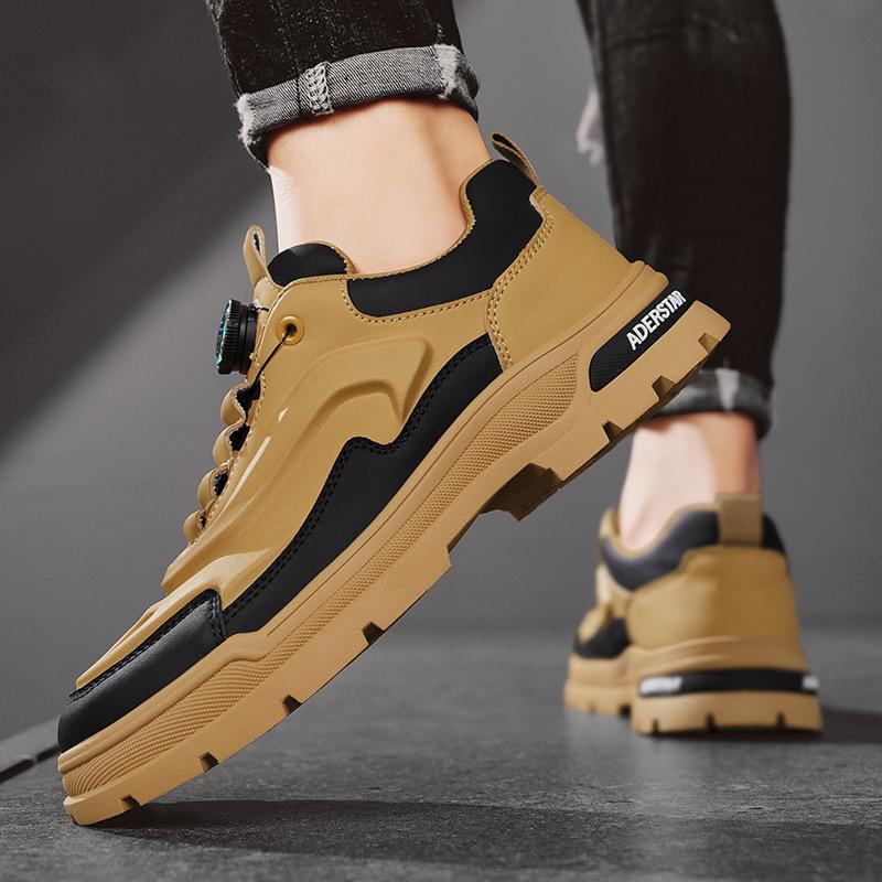 

Мужская обувь весна 2025 новый тренд кожаная поверхность обувь повседневная спортивная вращающаяся кнопка мягкая подошва рабочая обувь Мартин трендовая обувь 39