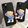 Cheerleading Bear Pattern Phone Case Suitable for iPhone 17 16 15 14 13 12 11 Pro/Max/Plus Anti Drop and Anti Shock