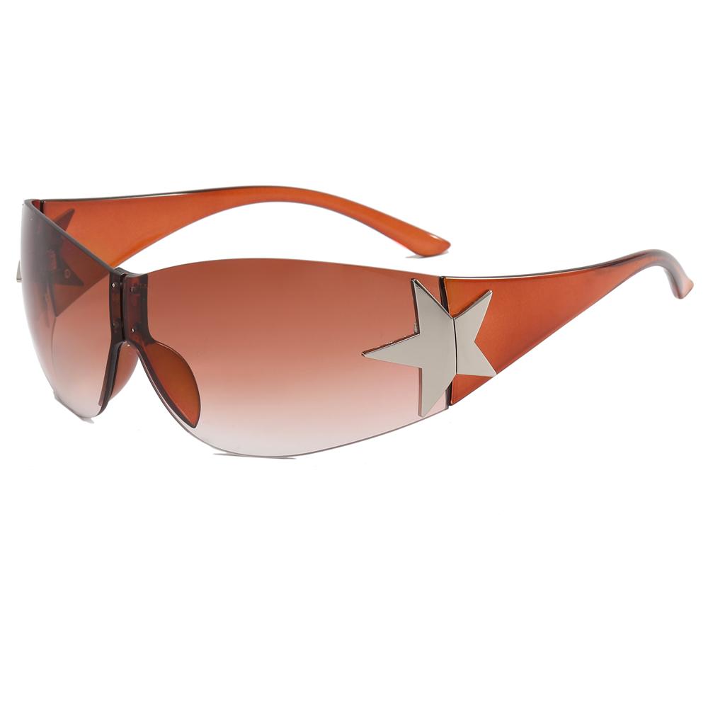 Superhot Eyewear 28761 Fashion 2023 Sun Glasses Oversized Rimless Shield Y2K Star Sunglasses Rimless