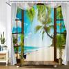 Shower Curtain Sunshine Beach Scenery Seaside 3D Printing Bathroom Curtain Polyester Waterproof Home Decor Curtain 180x180cm