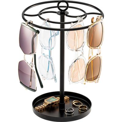 Sunglasses Holds 20 with Display Metal and Small Item Storage Black Stand, Pairs, Rotating, Hooks, Storage, Tray, -