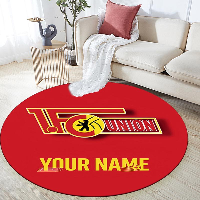 Custom Name,FC Union Berlin pattern round rug,Carpet Rug for Living Room Bedroom Playroom ,Non-slip Floor Mat,Holiday Gifts and Birthday Gifts.