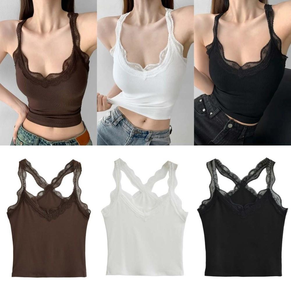 U-neck Lace Lace Corset Hollow Suspender Vest Elastic Crop Tops Daily