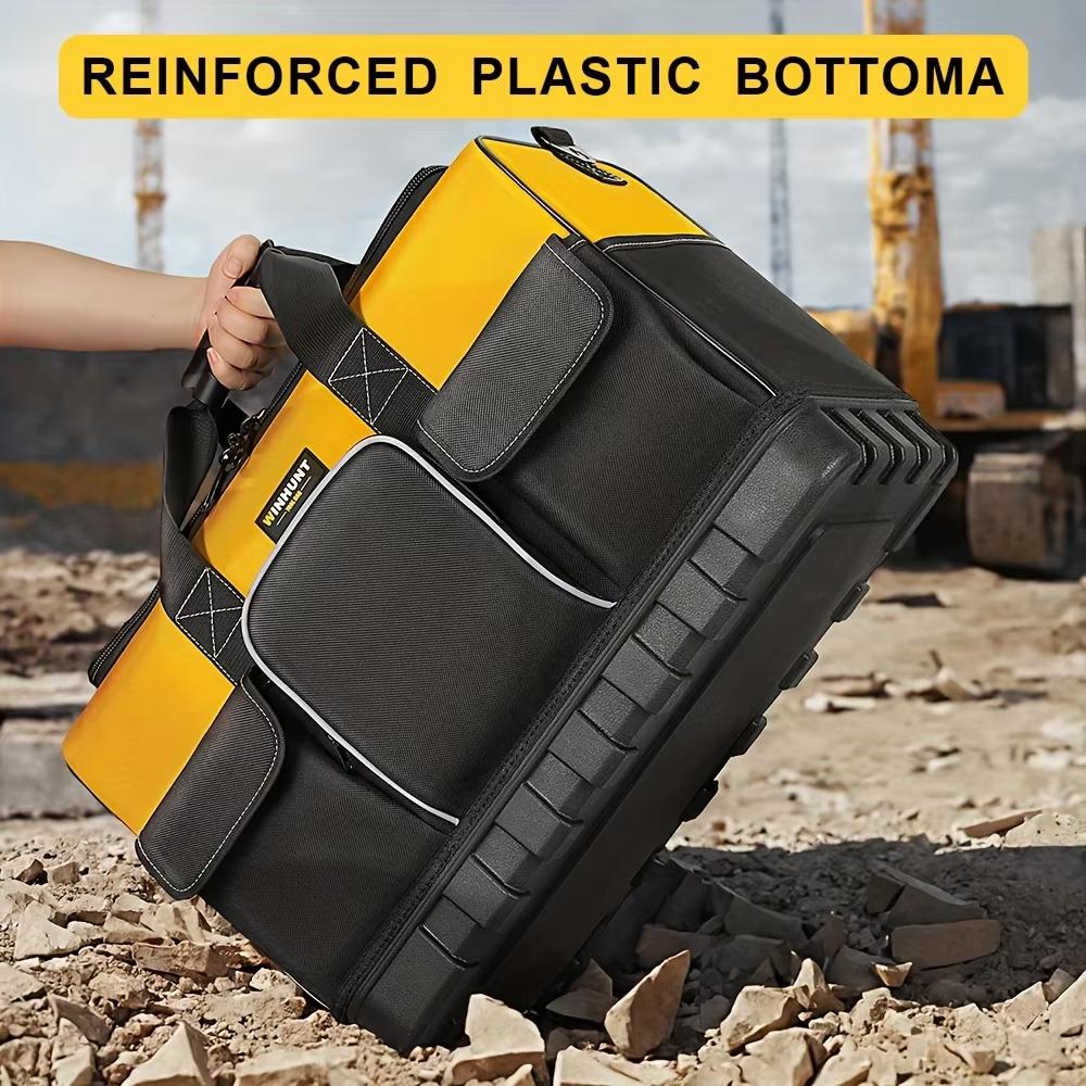 Electrician Tool Bag with Shoulder Strap Hard Bottom Multi-Pocket Large Organizer Multi-Function Tool Storage Tote for Hand Tool