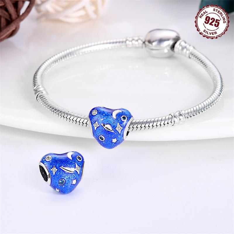 Charm Bead Charms Authentic copper Colored Heart Zircon Safety Chain Bead Charms Compatible With Bracelets Women Jewellery Diy Fine Gift Accessory