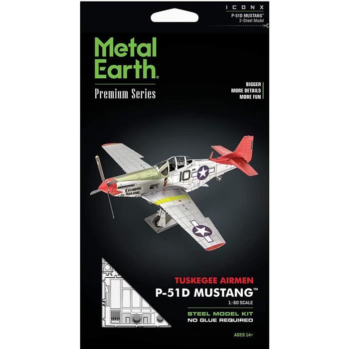 Fascinations Metal Earth Tuskegee Airmen P-51D Mustang puzzle en métal 3D