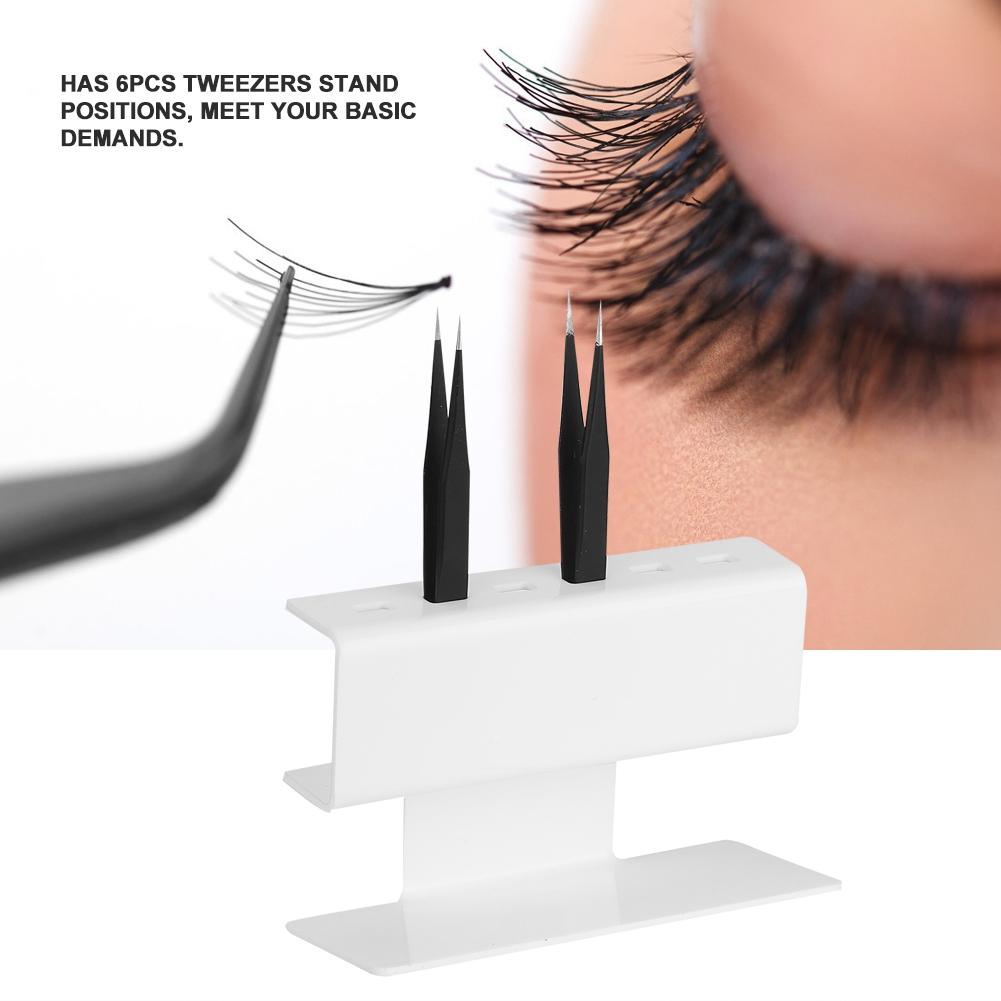Eyelash Extension Plastic Tweezers Shelf Holder 6pcs Tweezer Stand Positions Black