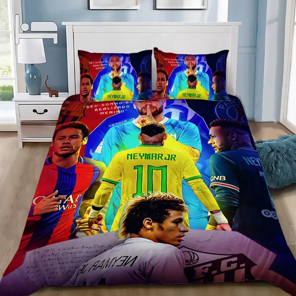 Печать Высокого Качества Звезда Футбола Неймар Пододеяльник Звезда Футбола Неймар Комплект Постельного Белья Наволочка Односпальный Двуспальный Большой Размер 135x200cm-2pcs