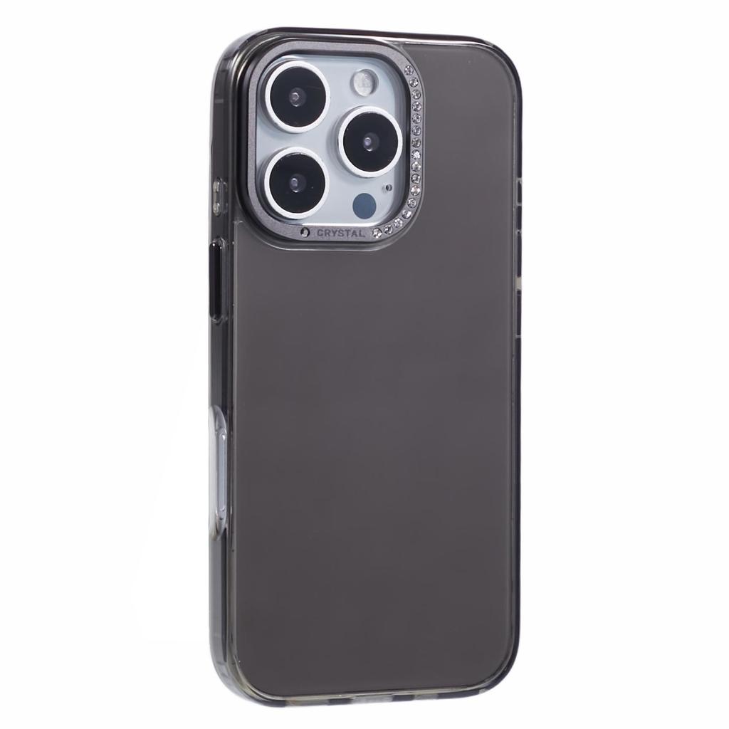 For iPhone 16 Pro Max Case TPU+PC Phone Back Cover Lens Frame Rhinestone Decorated