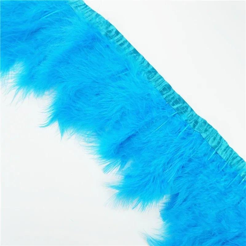 2 Mètres Bordure de Plumes de Marabout Moelleuses Bords Frange 6-8" Plumes de Dinde Blanches Noires Décor Vêtements sur Bande Artisanat Ruban Décoration