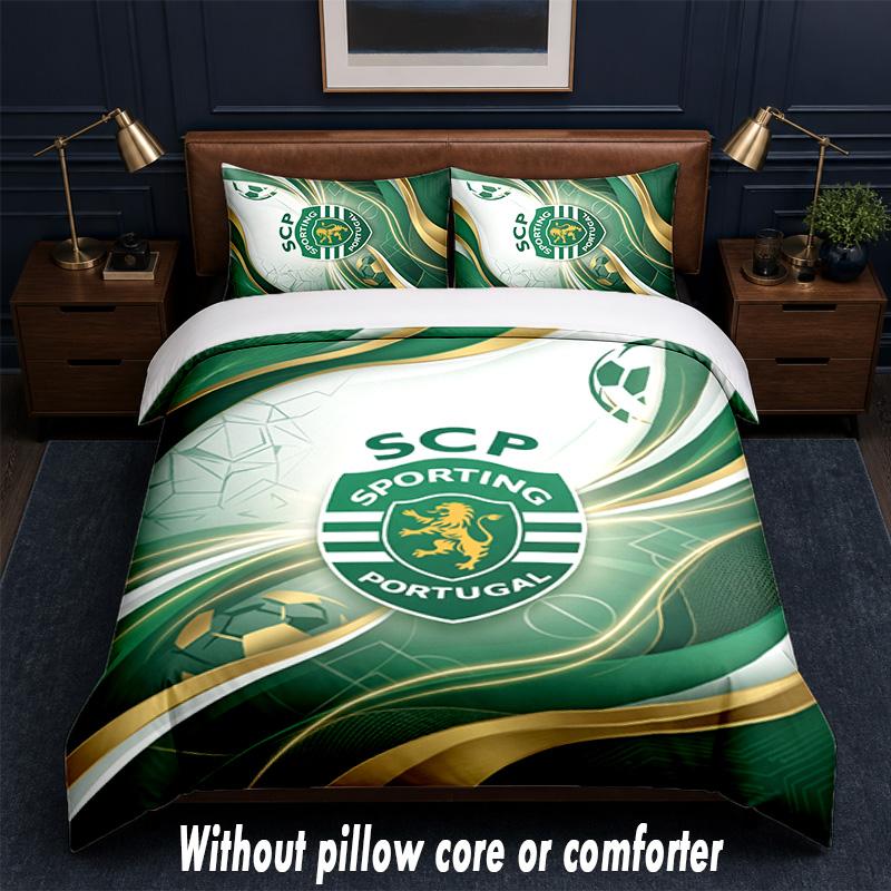 Sporting CP FC Design Bed Bedding Set 1 Duvet Cover + 2 Pillowcases Soft Breathable Household Bed Linens