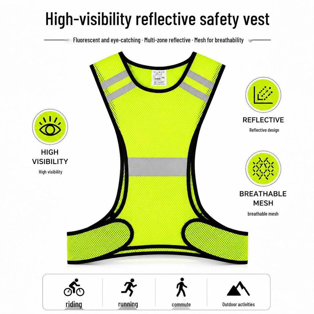 High-Visibility Reflective Vest for Night Riding and Running Safety