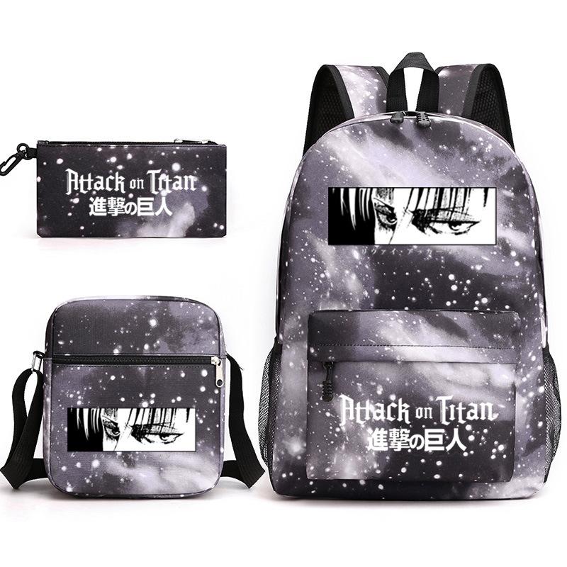 3 Piece School Backpack Set for Students Large Capacity Oxford Cloth Schoolbag with Shoulder Strap and Pencil Case