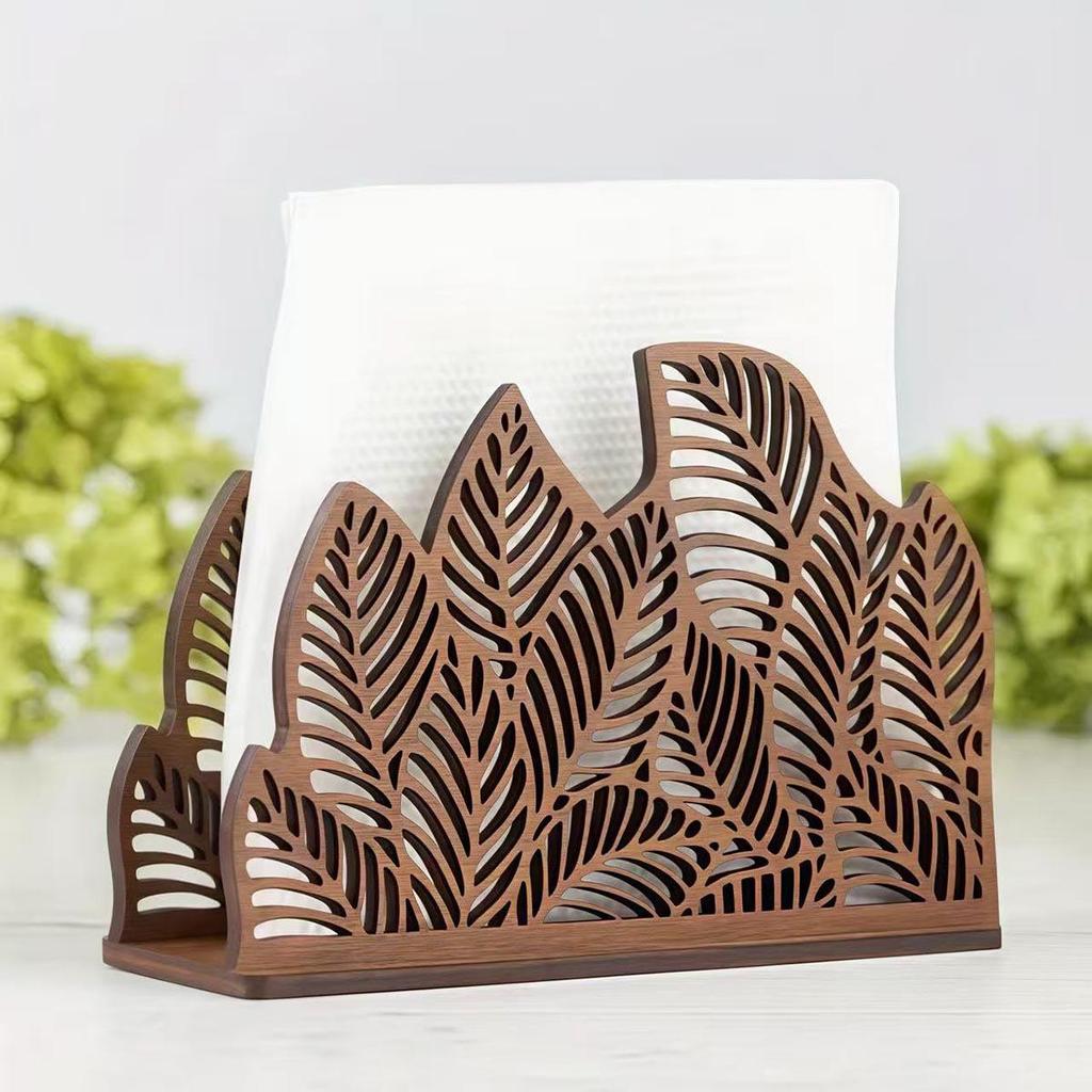 Wooden Floral Tissue Holder & Desktop Organizer