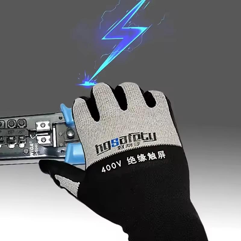Ultra Thin Electrical Insulated Gloves Voltage Resistance of 400V/500V Nitrile Touch Screen Insulated Gloves for Industrial Use
