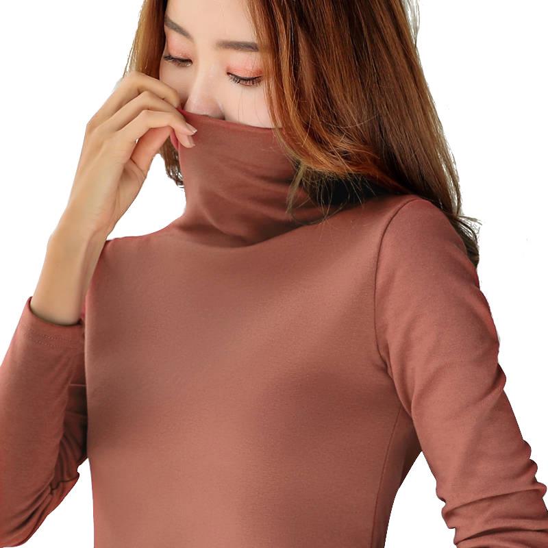 Korean Style Slim Fit Long Sleeve High Collar Women's Shirt - Solid Color, Spring/Autumn