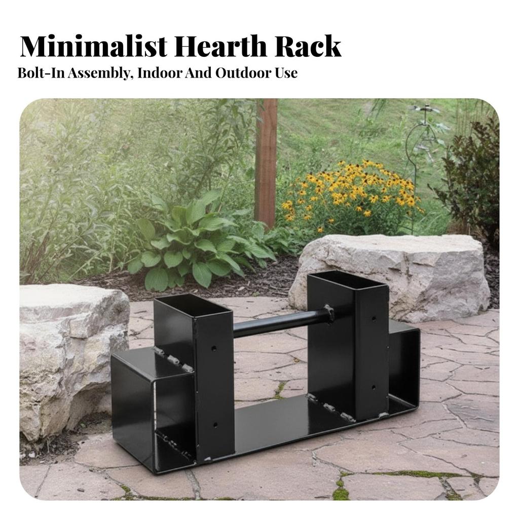 Carbon Steel Firewood Rack Sturdy Fireplace Log Holder Sleek for Patio