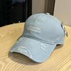 Personalized ripped baseball cap female alphabet embroidery summer cap men's sunscreen enlarged and widened brim sun hat tide