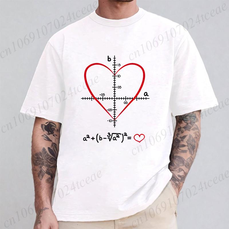 Men's T-Shirt Heart Equation Romantic Math Nerd Geek Love Gift Printed T-Shirt Summer Casual Tee T-Shirt for Men 2025 New Tops