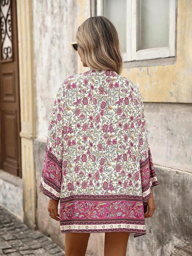 Bohemian Plus Size Women's Printed Cardigan: Loose Resort Sun Protection Cover-up