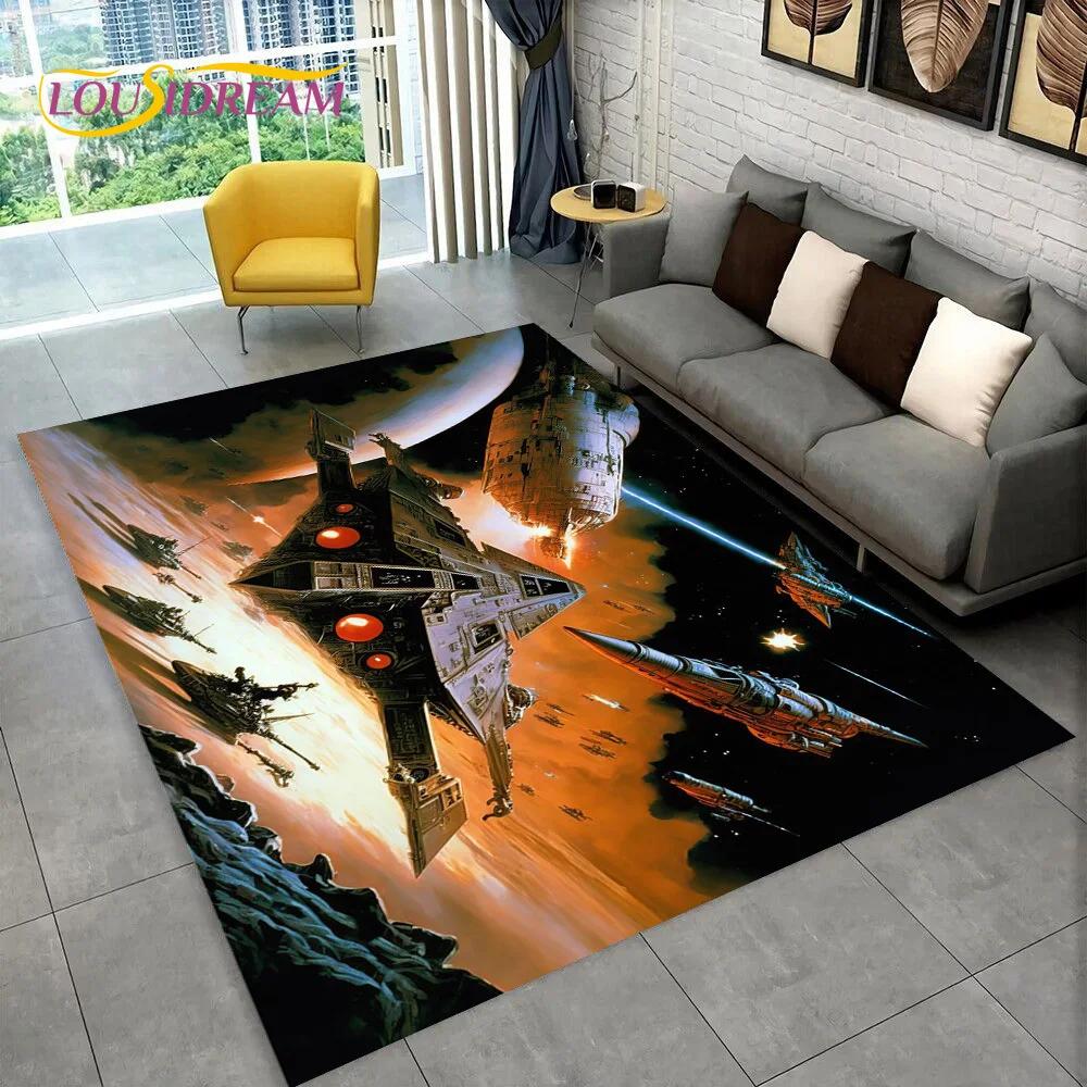 3D Spaceship Spacecraft UFO Cartoon Carpet Rug for Home Living Room Bedroom Sofa Doormat Decor,kids Area Rug Non-slip Floor Mat