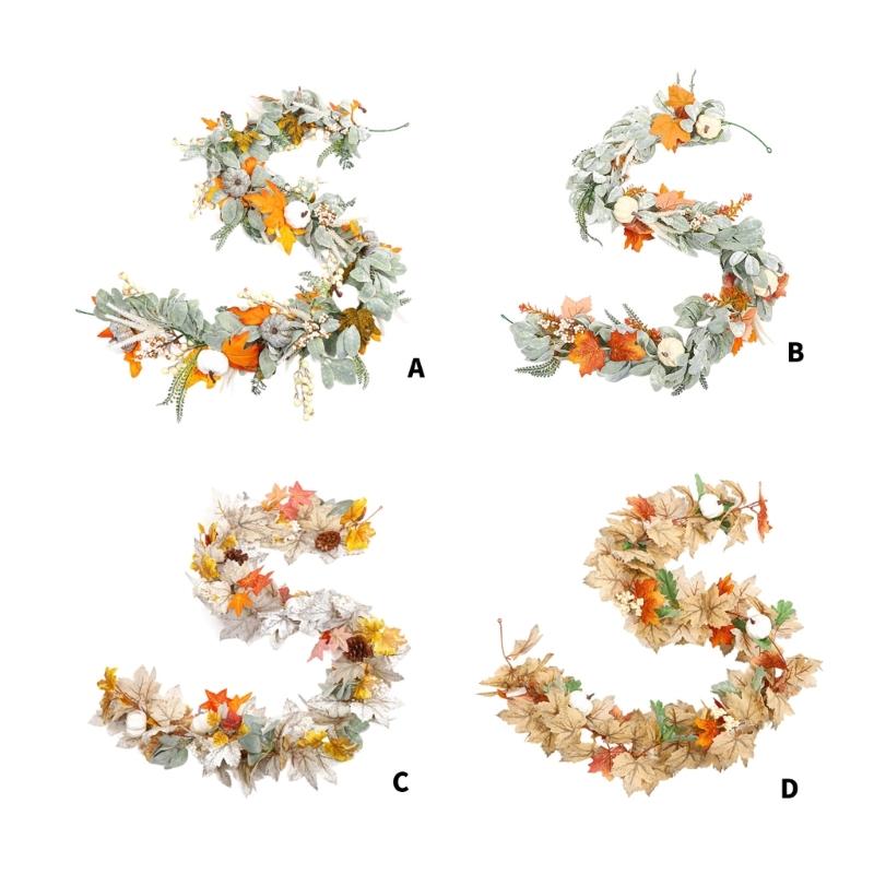 Durable Faux Maples Vine Wreath With Realistic Silk Leaves For Whole Year Wall Door Window Decoration