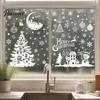 Waterproof Window Stickers 9Pcs Christmas Winter Cling, Snowman Snowflake Tree Static Glass Xmas Party Supplies Sticker, Removable Double-sided Decor