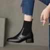 Chelsea Boots Autumn and Winter New Elastic Knitted Thin Boots Square Heel Elastic Boots