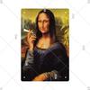 Vintage Sexy Funny MonaLisa Metal Sign Metal Tin Plaque Metal Vintage for Pub Bar Sign Man Cave Decoration Iron Plates