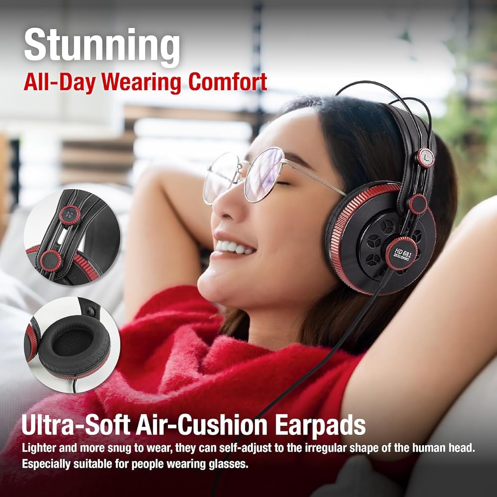 Superlux Semi-Open Professional Monitor Headphones, Black, HD681-AIR Edition