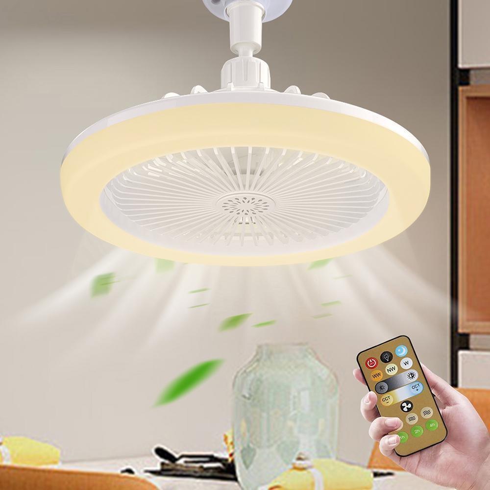 Fan Chandelier E27 Light Holder Ceiling Fan Lights with Remote Control Mute Dimmable Timing 3-blade for Living Room Study
