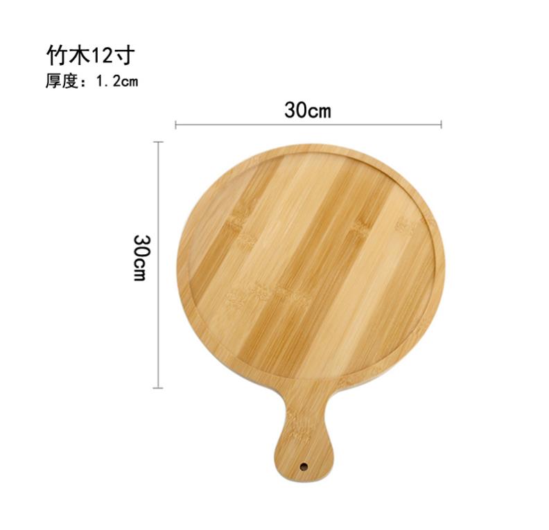 Pizzateller aus Bambusholz, Steakteller, Brotform, Kuchenform, runde Holzpalette, Dim-Sum-Teller, Holztablett, Präsentationstablett, Holzteller