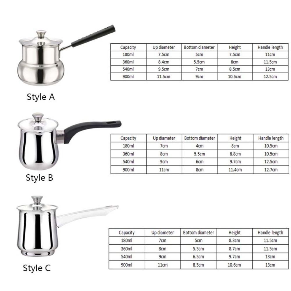 Long Handle Milk Saucepan with Lid Chocolate Melting Pan Portable Turkish Coffee Pot Camping