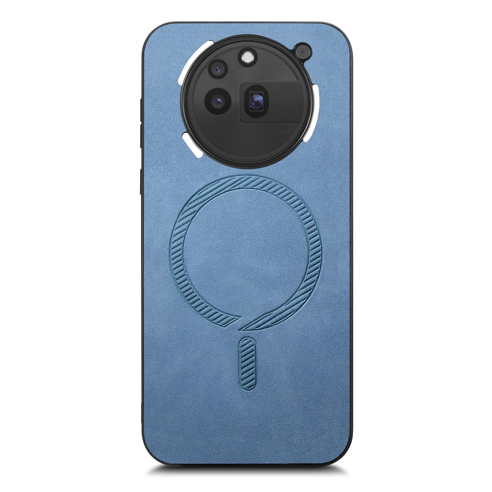 

For Nothing Phone (3a) Pro Leather Back Case Compatible with MagSafe Skin-touch Phone Cover Blue