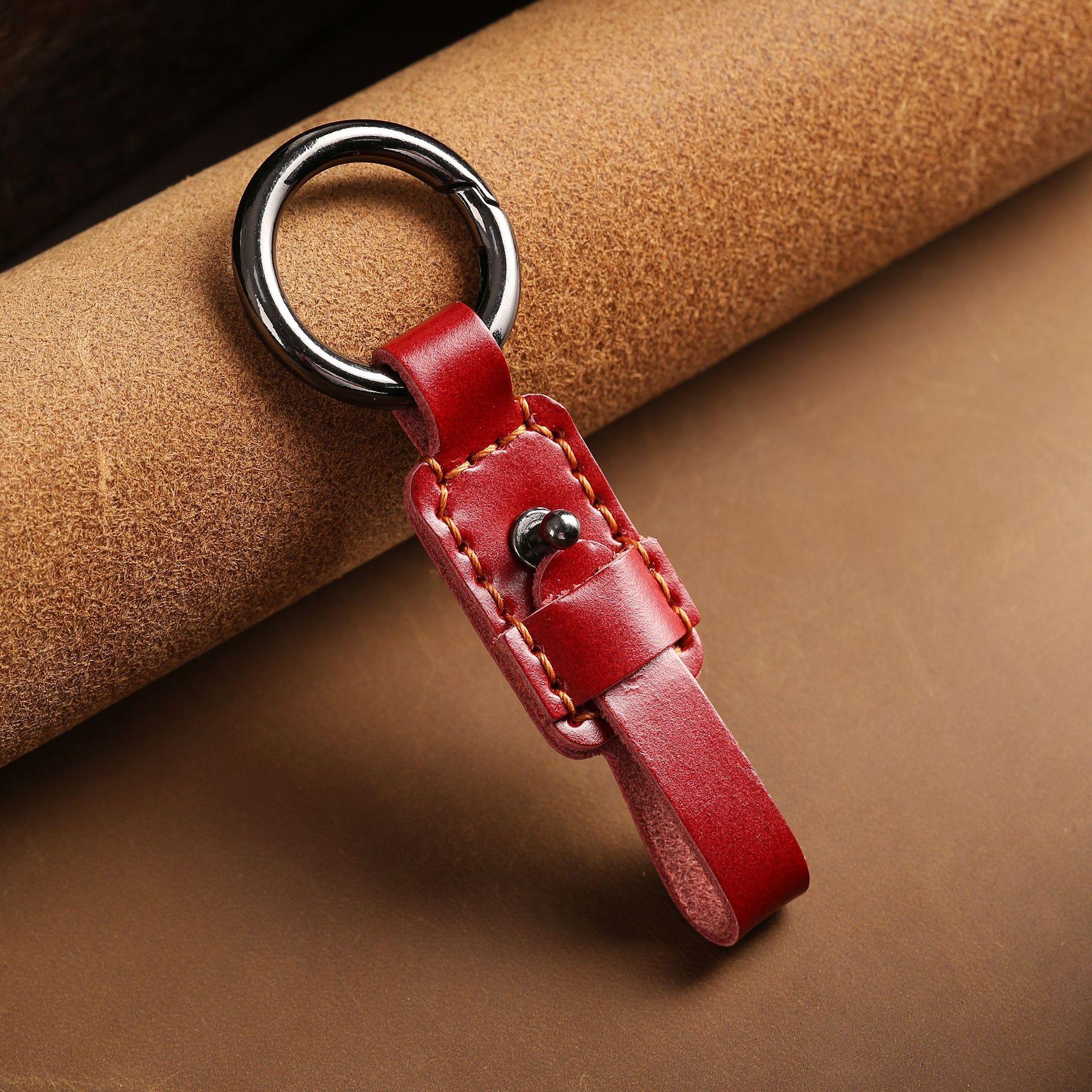 Car Leather Keychain Handmade Can Be Hung Waist Personalized Retro Creative Multi-Functional Key Rope First Layer Cowhide